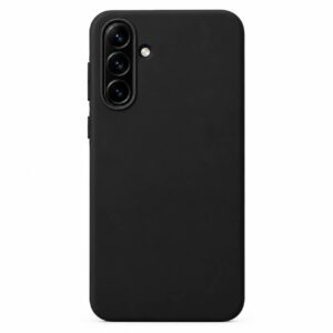 قاب سیلیکونی مشکی سامسونگ Galaxy A36 با نمای پشت و جلوی گوشی روی پس‌زمینه سفید