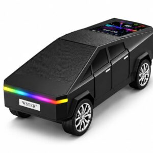 اسپیکر بلوتوثی طرح سایبرتراک WSTER مدل WS-580 توان ۱۵ وات مشکی با نورپردازی RGB و نمایشگر LED رنگی