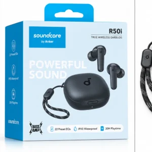هندزفری بلوتوثی انکر Soundcore R50i اصل مدل A3949 مشکی همراه کیس شارژ و دو گوشی بی‌سیم
