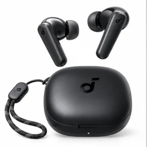 هندزفری بلوتوثی انکر Soundcore R50i مشکی با دو گوشی بی‌سیم، کیس شارژ و بند نگهدارنده