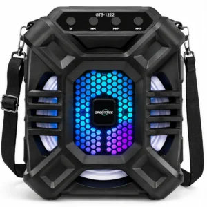 اسپیکر بلوتوثی گریت نایس Greatnice مدل GTS-1222 مشکی با بلندگوی ۶.۵ اینچی، نورپردازی آبی و بدنه مقاوم